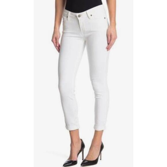 Paige Kylie Crop Jeans Stretch Skinny Leg Rolled Cuffed Denim Jean White Size 30 - Picture 1 of 9